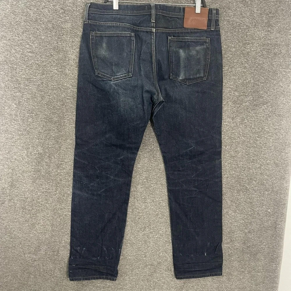 Unbeanded Brand Selvedge Jeans Mens 38x32 Blue Dark Wash Straight Leg Denim Pant